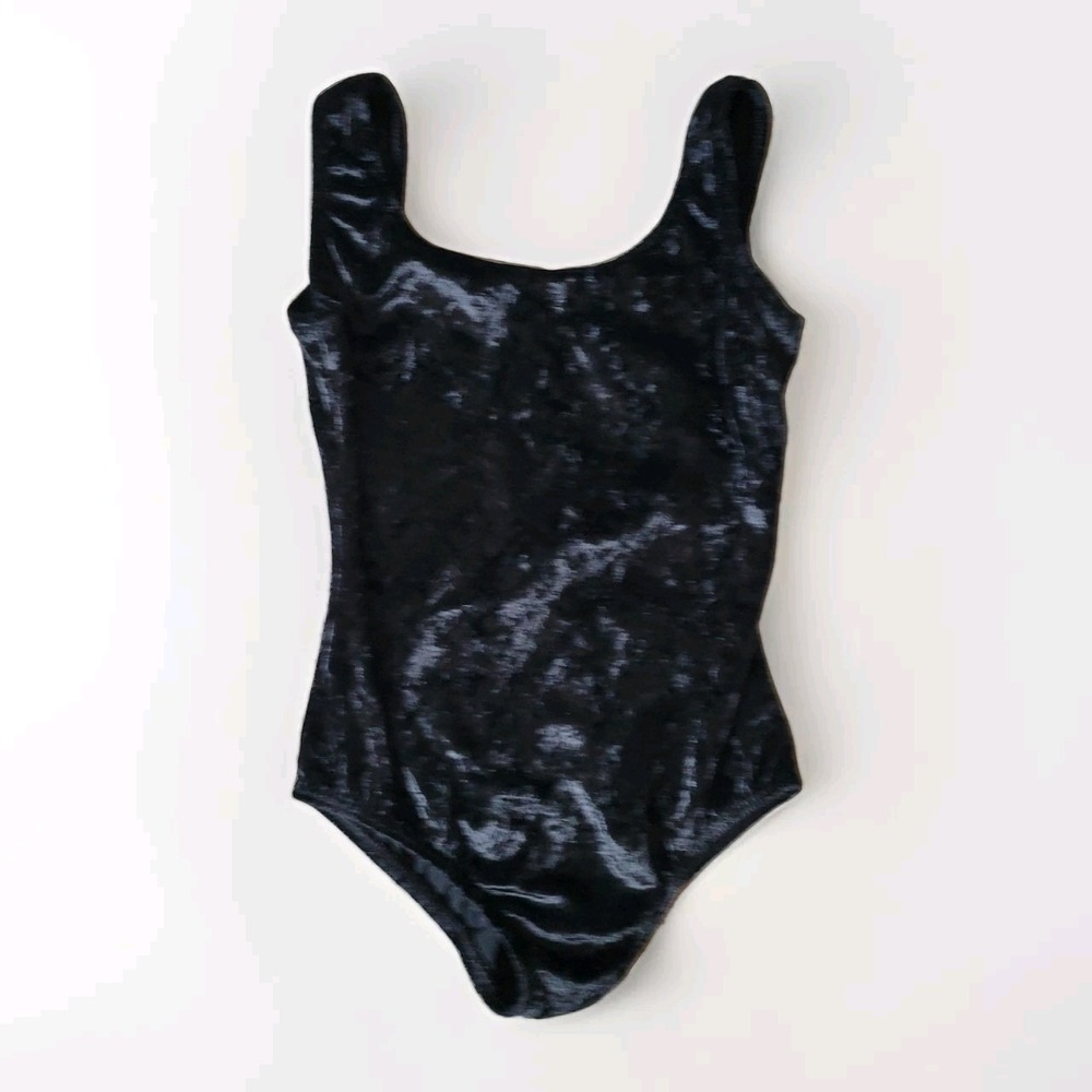 Vintage 90s Capezio Girl's Black Velour Leotard Sz Medium (Girl's 4-5) Dance
